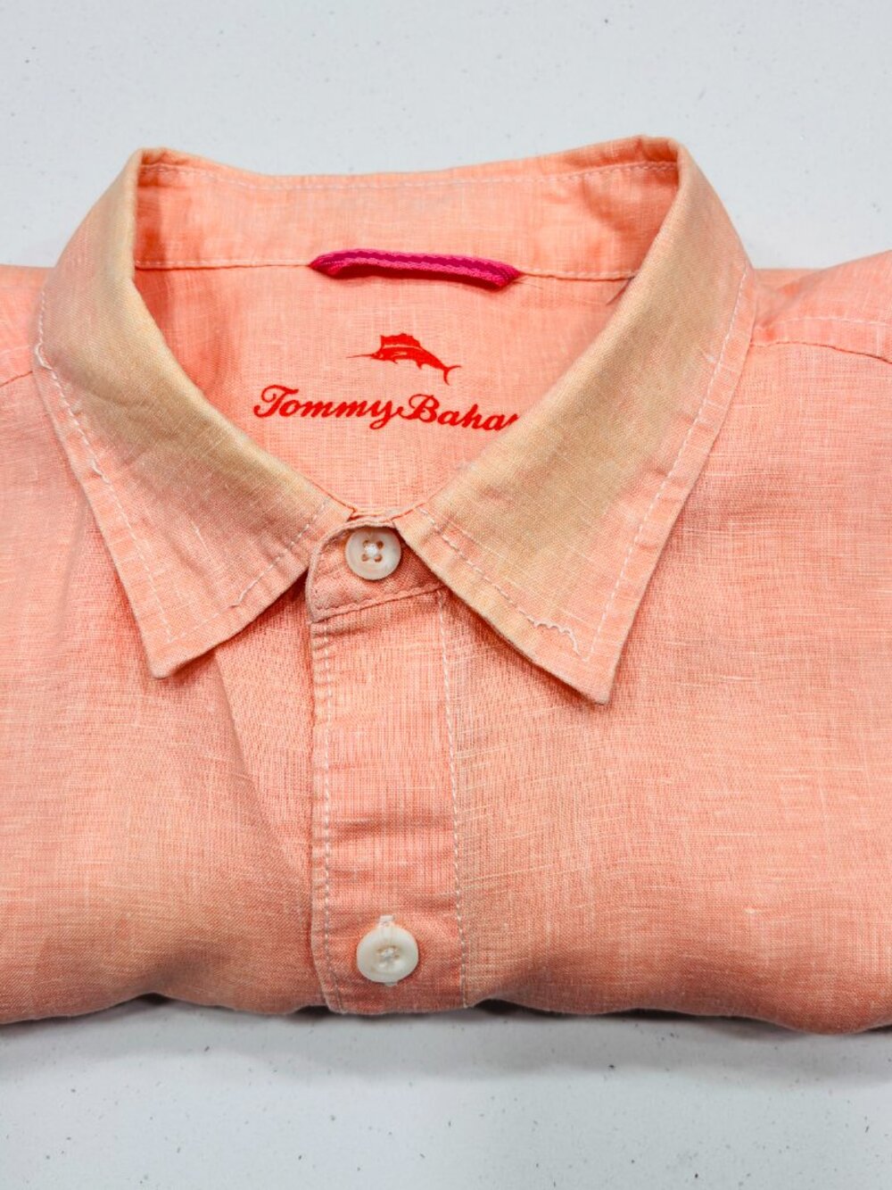 Tommy Bahama Men's Peach Linen Button Up Shirt L Long Sleeve Island Casual - Picture 2 of 10